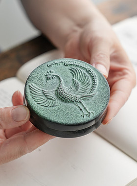 速发凤凰书仪 铸刻印泥印台印章篆铁文房来画礼品