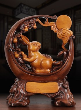 速发兔玉送福摆件十二生肖兔招财家居创意生爱树脂工艺品可日礼物