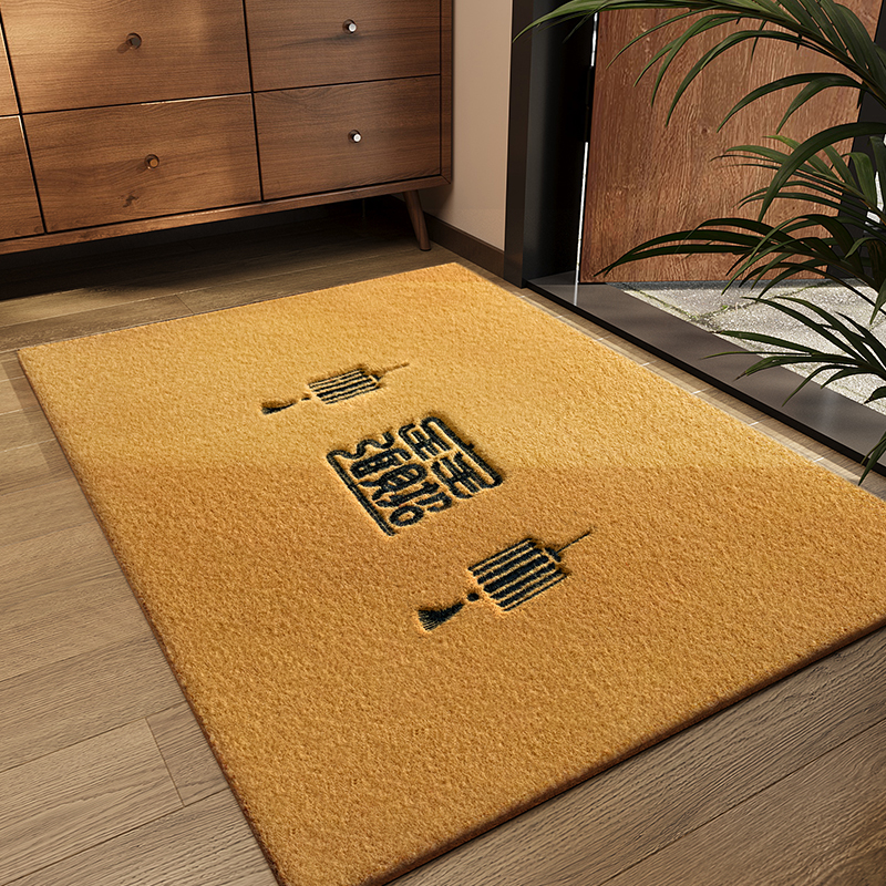 仿椰棕入户门地垫可裁剪玄关大门口进门防滑刮泥脚垫刺绣除尘地毯 - 图0