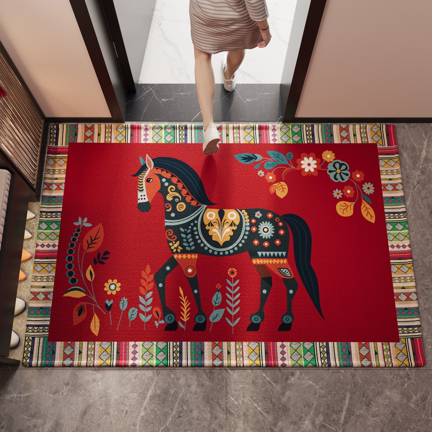 马年红色入户门地垫2026新款防滑除尘耐磨地毯玄关大门口进门脚垫,淘宝优惠券,粉丝福利购,淘宝优惠卷