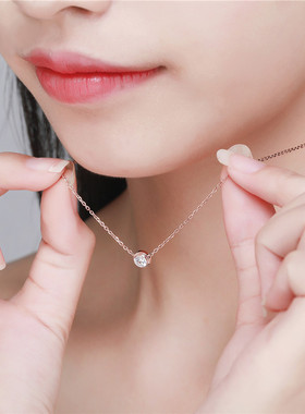 Vintage·古着【新品折扣】简约迷你单钻钛钢项链女抖音爆款流行