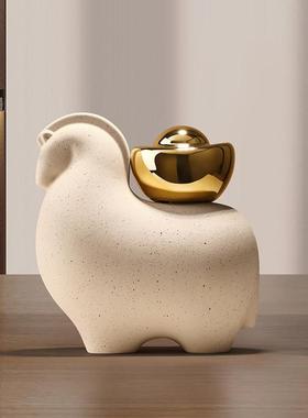 贝汉美新中式马上有钱摆件客厅电视柜办公室酒柜装饰乔迁开 业礼