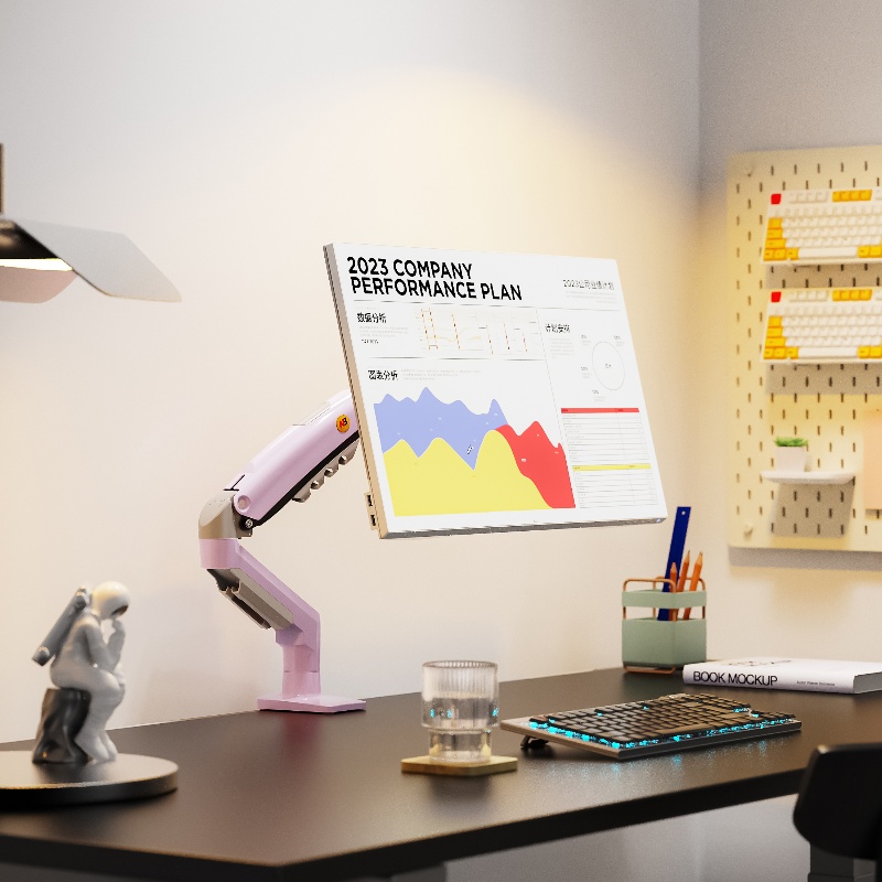 NBF80电脑显示器支架机械臂升降悬臂屏幕增高旋转架黄彩色17-30寸 - 图2