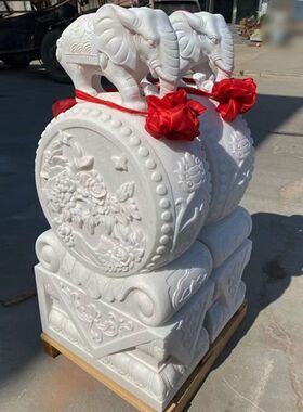 石雕门墩汉白玉石鼓花岗岩抱鼓石庭院别墅门口一对摆件厂家供应