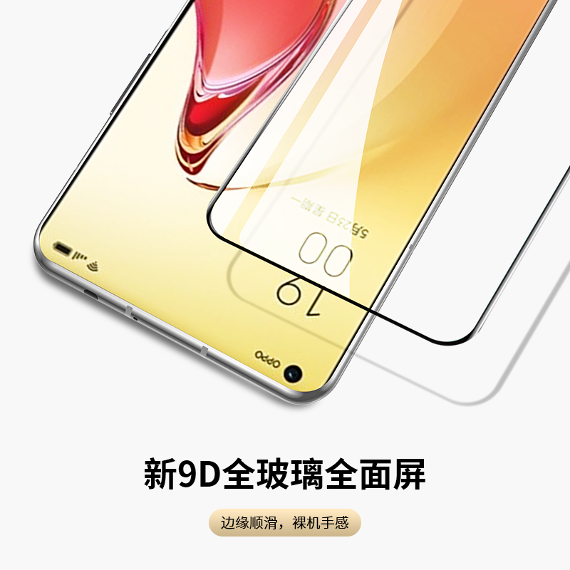 适用opporeno8钢化膜rneo8pro手机膜oppo全屏reno+reon防摔opporone85g保护opporen的opop人opρoreno贴膜por