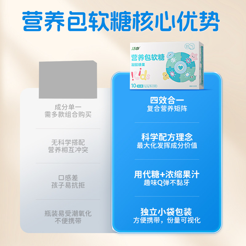 江中儿童每日营养包 DHA藻油γ-氨基丁酸乳酸菌蓝莓叶黄素酯软糖,淘宝优惠券,粉丝福利购,淘宝优惠卷