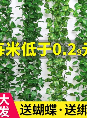 假绿叶仿真藤条葡萄叶树叶塑料藤蔓室内吊顶装饰花藤树藤绿植落地