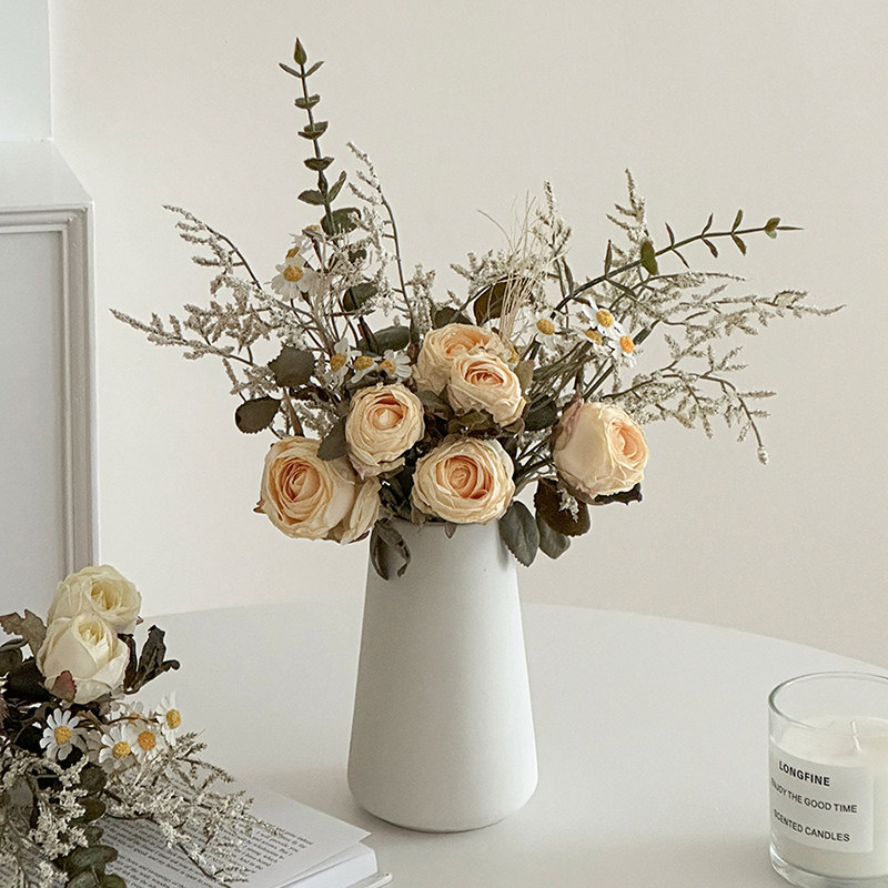 玫瑰小雏菊假花仿真花客厅摆设餐桌花装饰花束花艺摆件拍照道具,淘宝优惠券,粉丝福利购,淘宝优惠卷