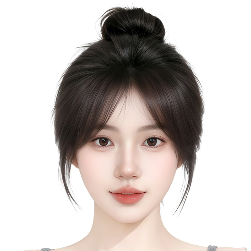 高颅顶女真发遮头顶白发自然无痕前额显发量全真发八字刘海假发片 - 图3