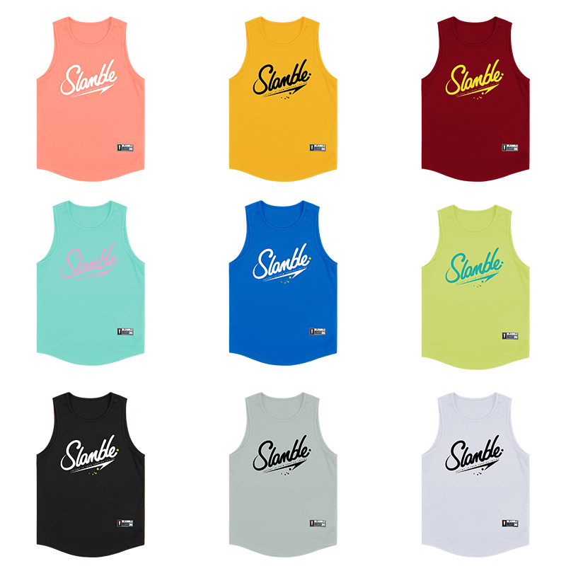 SLAMBLE儿童运动无袖背心T恤青少年休闲篮球透气上衣速干圆领夏 - 图0