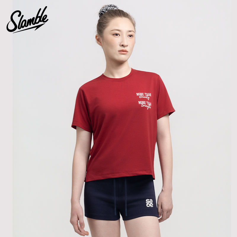 SLAMBLE女士CF健身运动短袖T恤综合训练莱赛尔短款透气速干新款,淘宝优惠券,粉丝福利购,淘宝优惠卷
