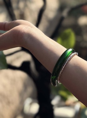 【贵妃】纯天然原石帝王绿色水晶手镯女白月光玉髓冰种透手串手链