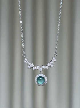 纯银高品质危料蓝水翡翠项链女