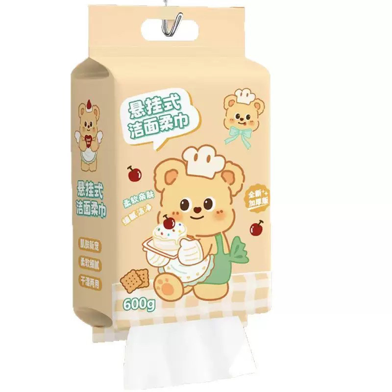 甜品熊悬挂抽取式洗脸巾一次性超大包600克干湿两用家庭版棉柔巾,淘宝优惠券,粉丝福利购,淘宝优惠卷