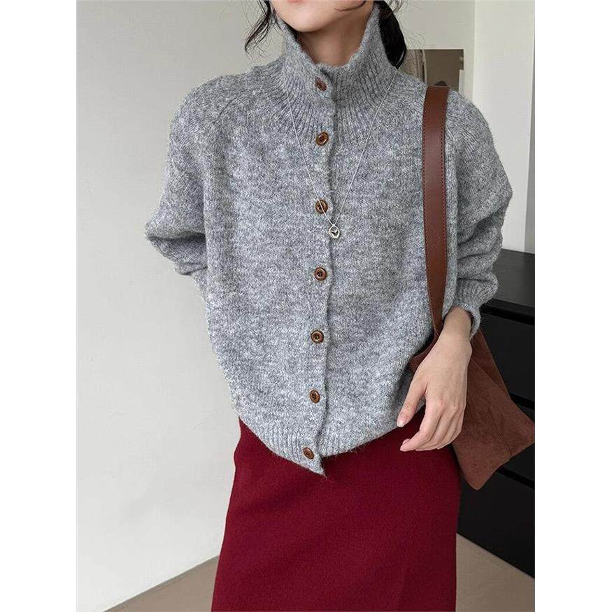 高级感超好看新年红色高领毛衣外套女秋冬慵懒风宽松针织开衫上衣,淘宝优惠券,粉丝福利购,淘宝优惠卷