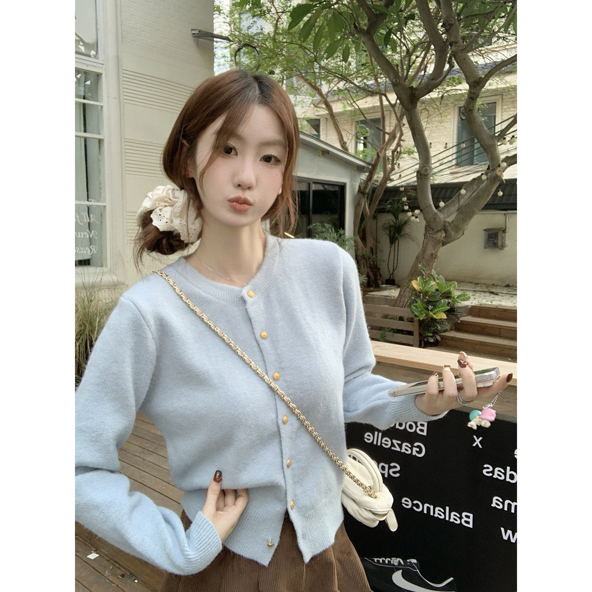 春季2025新款韩版圆领甜美钮扣开 衫外套针织打底衫长袖上衣女毛,淘宝优惠券,粉丝福利购,淘宝优惠卷