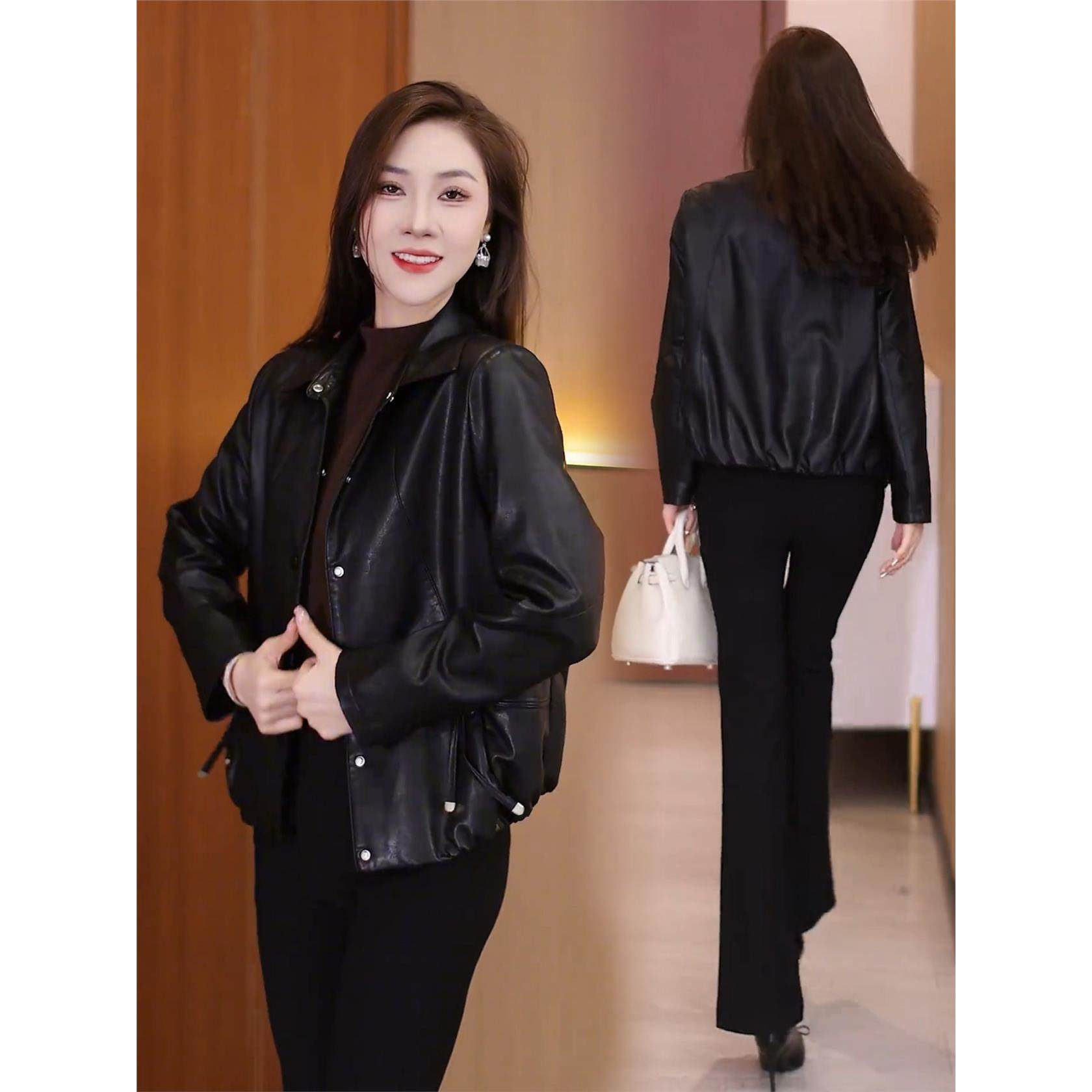 时尚皮衣外套女2025秋季新款时髦洋气宽松显瘦短款PU皮夹克上衣潮,淘宝优惠券,粉丝福利购,淘宝优惠卷