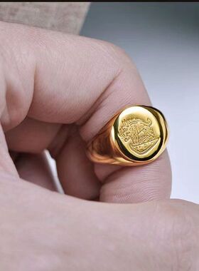 新款精致简约个性小众王牌特工同款尾戒指男女金色纪念对戒手饰品