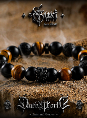 黑武士黑曜石手链男紫水晶手串