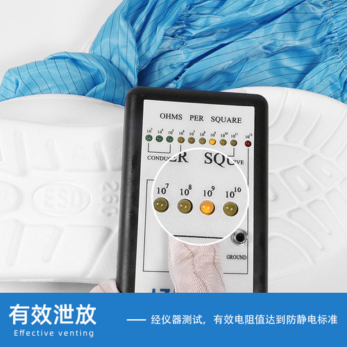 紫色高筒靴PU软底开网面无尘防静电鞋作业车间男女长筒工作防护鞋 - 图2