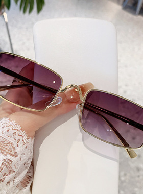 新款金属方形复古墨镜男潮小镜片太阳镜女网红凹造型嘻哈蹦迪眼镜