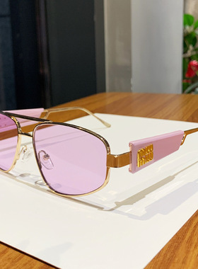 新款MIU谬家双梁太阳镜猫眼女士欧美风墨镜高级感金属框太阳眼镜