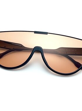 Y2K时尚大框连体镜片太阳镜女大脸显瘦茶色街拍面罩墨镜男欧美风