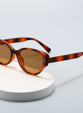 2024新款复古猫眼墨镜女方圆脸显瘦防紫外线高级感欧美风太阳眼镜