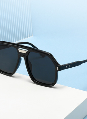 2025新款复古双梁男士大框太阳镜飞行员黑框墨镜欧美网红杜桥眼镜