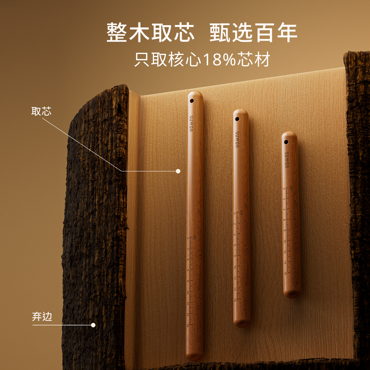述屋说天然乌檀木擀面杖家用实木无漆无味光滑不粘饺子饼皮赶面棍