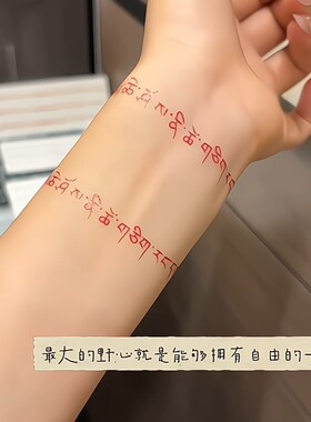 最大的野心是自由的一生！藏文纹身贴学生可洗创意手腕贴防水持久