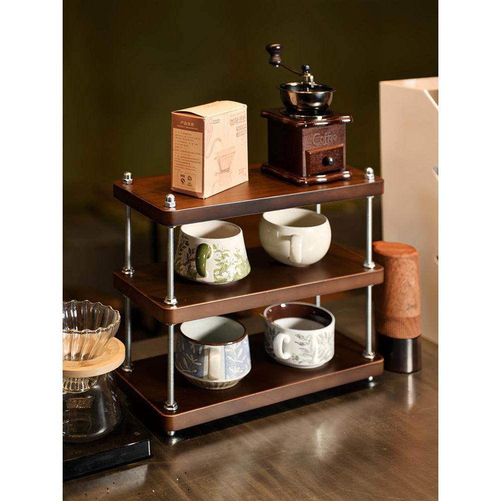 COCO 中古风茶杯架厨房置物架台面办公隔层桌面新中式收纳架子 ·,淘宝优惠券,粉丝福利购,淘宝优惠卷