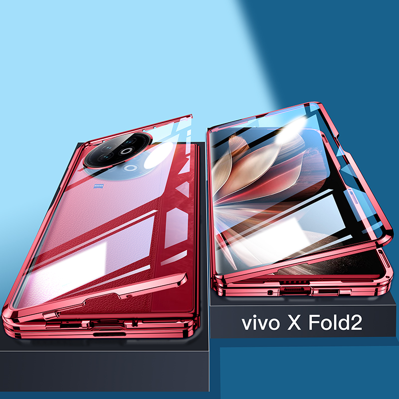 适用于vivoxfold2手机壳新款可折叠屏xfold3双面玻璃磁吸xfold3pro前后全包镜头防摔个性保护套+高档超薄男款 - 图0