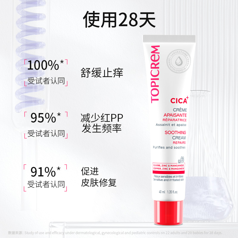 Topicrem CICA止痒膏绷带舒缓蚊虫叮咬乳霜敏感肌面霜干痒红40ml