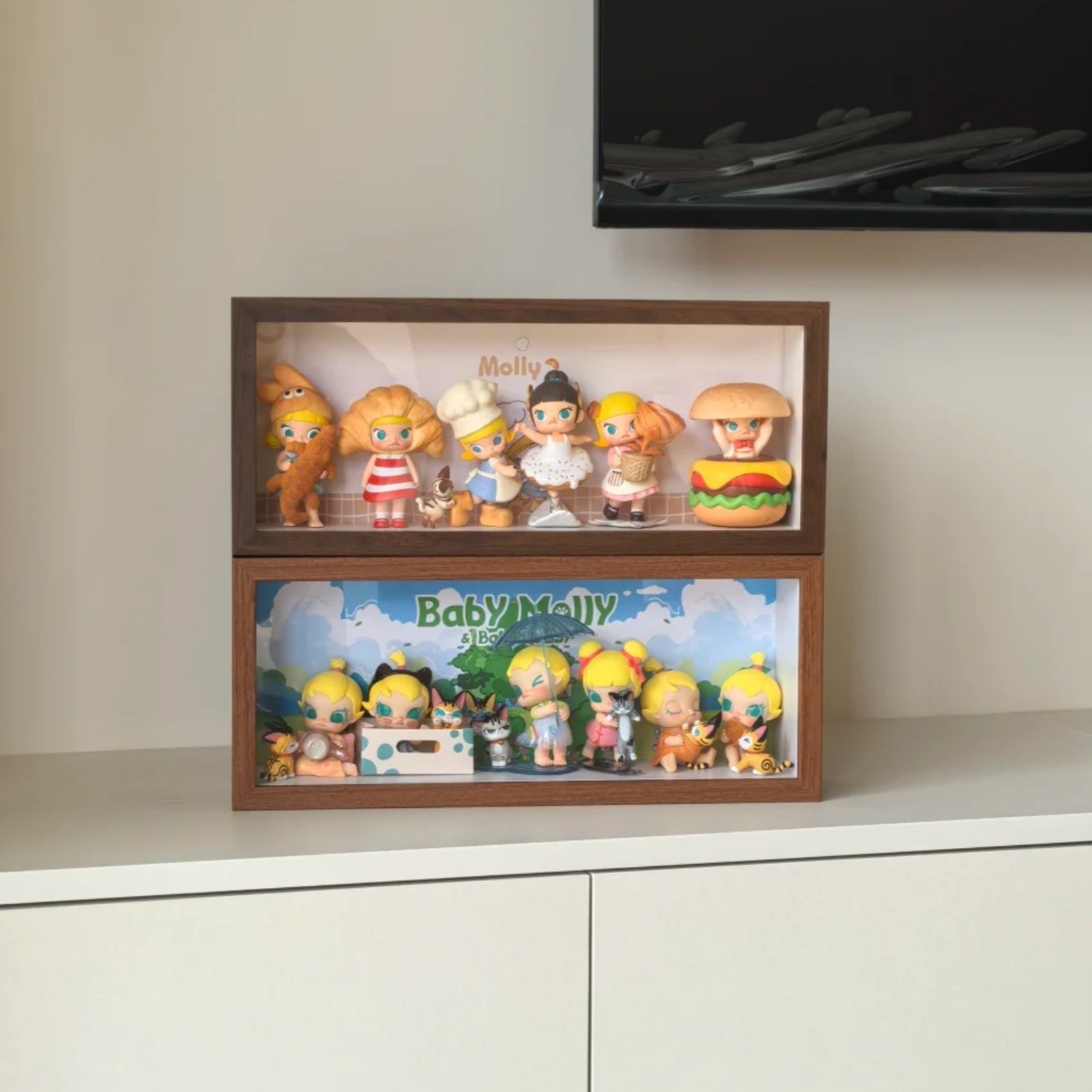 Bubble Mart molly bread head blind box display box hand-held storage box jasmine display frame dust-proof photo frame