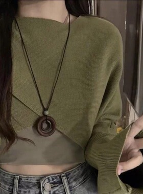 新中式国风复古民族风长款陶瓷吊坠项链女古风毛衣链挂绳配饰装饰