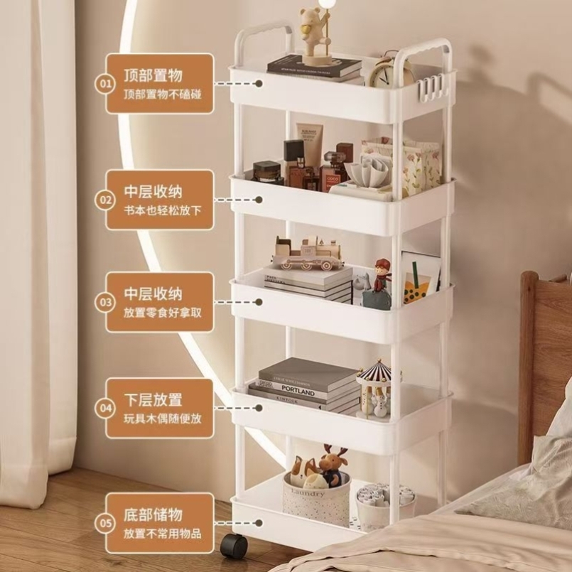收纳置物架移动零食厨房多功能储物宿舍带轮收纳架收纳落地多层 - 图3