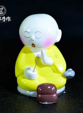 成都手作非遗泥塑和尚可爱摆件