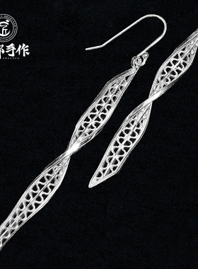 成都手作银饰珐琅耳环花丝非遗