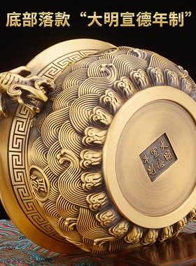 极速纯铜聚宝盆摆件家居客厅店铺办公室中式摆件R装饰开业礼品工