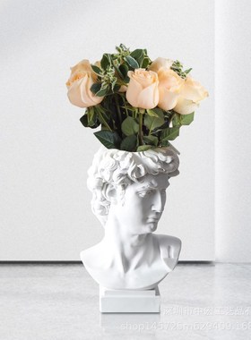 北欧ins风复古大卫笔筒花瓶水培摆件化妆台化妆刷收纳桶网红拍照