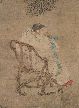 崔子忠画苏轼留带图明代人物画微喷打印临摹画稿装饰画芯绢布