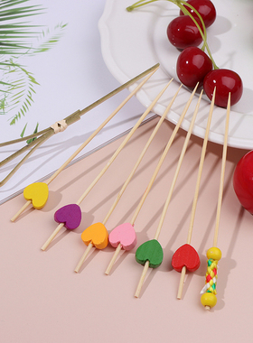 100Ps Peach Heart Fruit 适用于k Sticks Buffet Cupcake Toppe