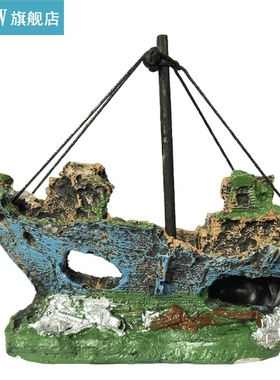 Aquarium Ornament Wreck Sunk Ship Sailing Boat Destroyer Fis
