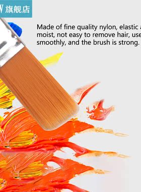 12pcs / Set Flat Nylon Hair Wooden Penholder Oil Painting Br