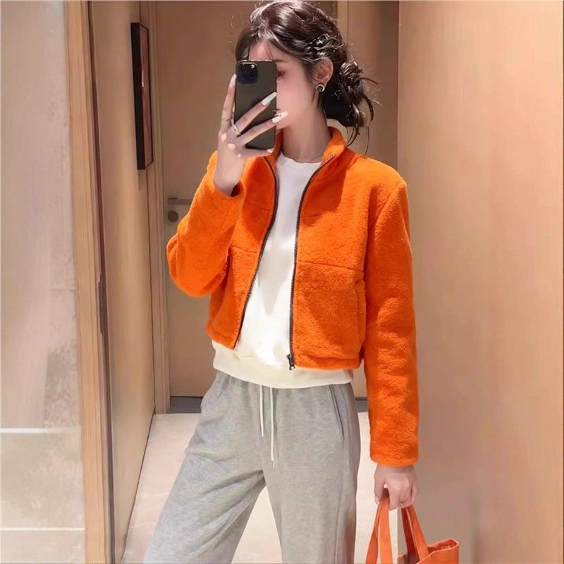 2025秋冬新款橙色立领百搭短外套女高级感时尚洋气小个子上衣外套,淘宝优惠券,粉丝福利购,淘宝优惠卷