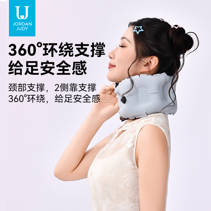 旅行按压式充气u型枕飞机降噪护脖颈长途旅行便携u型高铁睡觉神器 - 图3