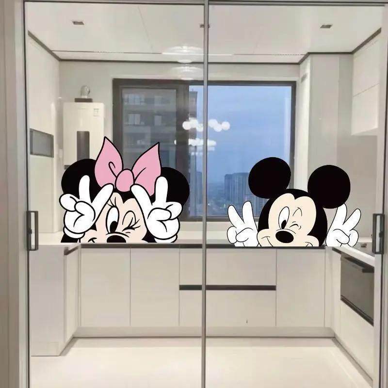 米奇米妮卫生间玻璃门静电贴贴膜厕所门窗装饰画浴室门高级感贴膜 - 图0