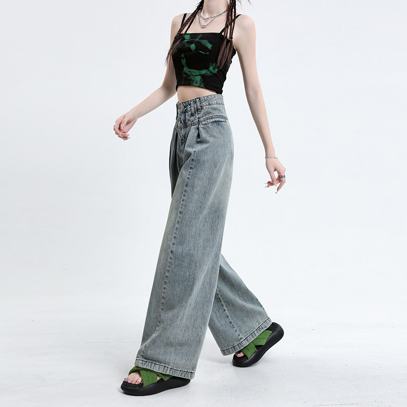 kro早春2023新款高腰直筒女牛仔裤 KRO牛仔裤