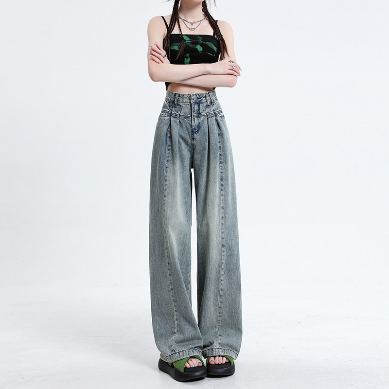 kro早春2023新款高腰直筒女牛仔裤 KRO牛仔裤